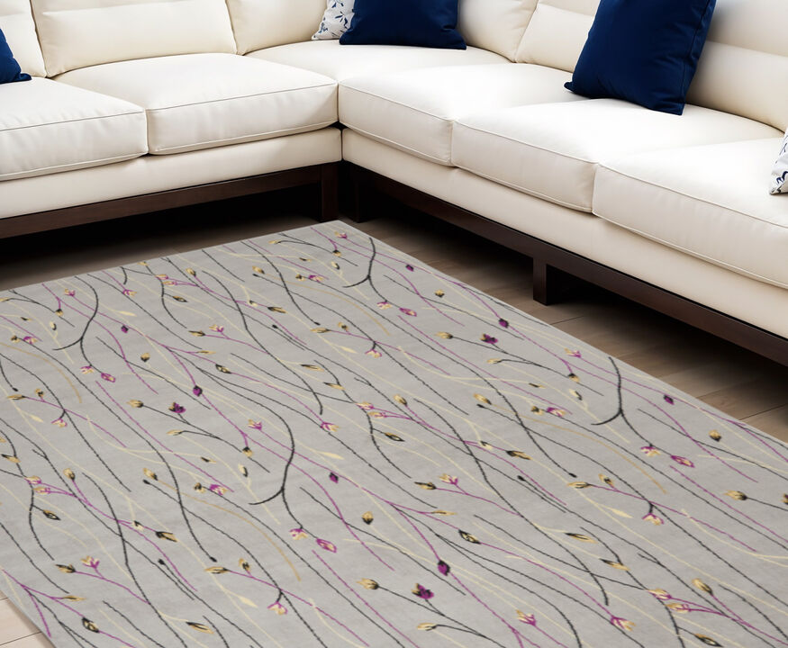 HomeRoots Floral Vines Power Loom Area Rug