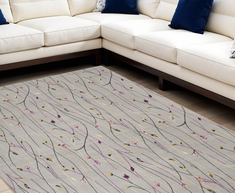 HomeRoots Floral Vines Power Loom Area Rug image number 1