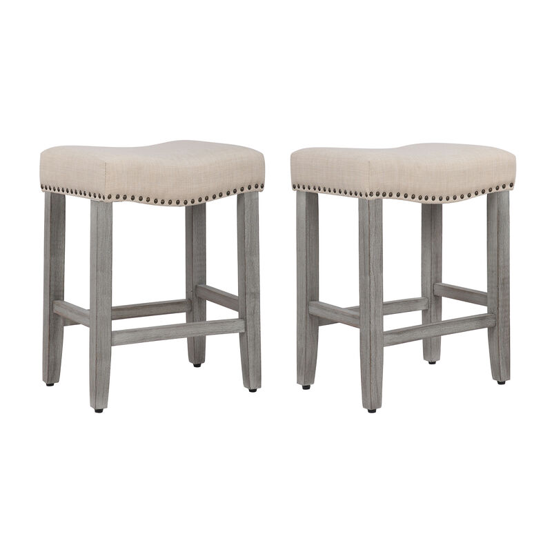 WestinTrends 24" Upholstered Saddle Seat Counter Stool (Set of 2)