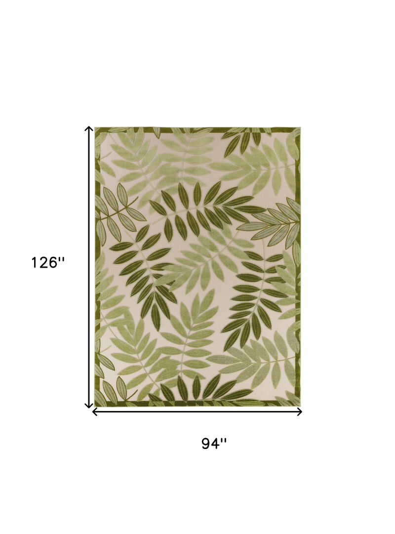 HomeRoots 8' X 11' Ivory And Green Palm Leaf Indoor Outdoor Area Rug image number 6