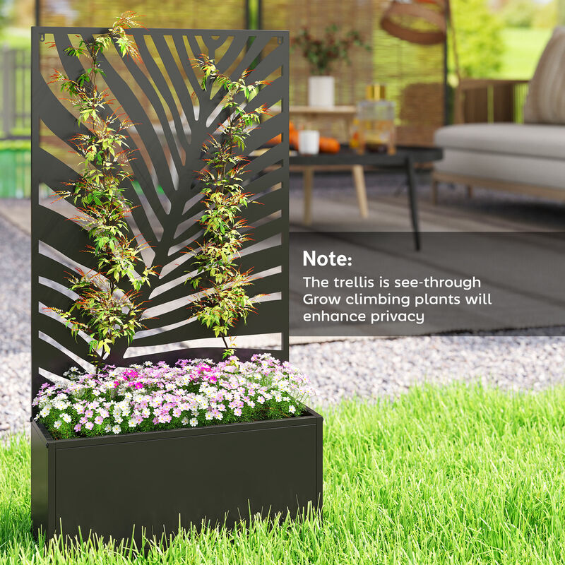 Hivvago Garden Planter with Metal Trellis, Wall-Mount or Freestanding image number 7