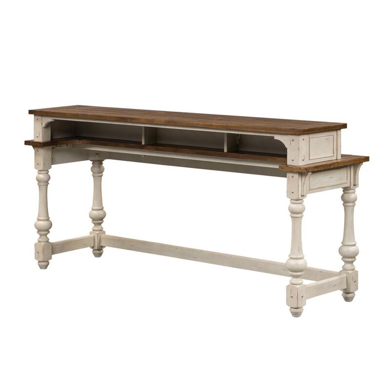 Liberty Furniture Morgan Creek Console Bar Table in Antique White w/ Wirebrushed Tobacco Accents image number 4