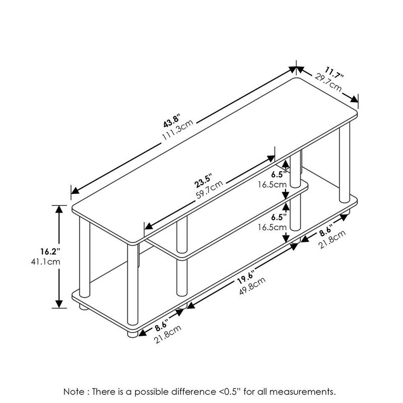 Furinno Turn-N-Tube No Tools 3D 3-Tier Entertainment TV Stands, Columbia Walnut/Black