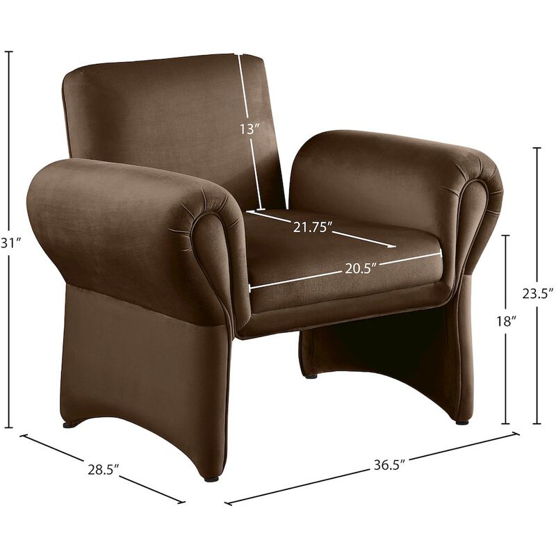 Meridian Furniture Fleurette Brown Velvet Accent Chair