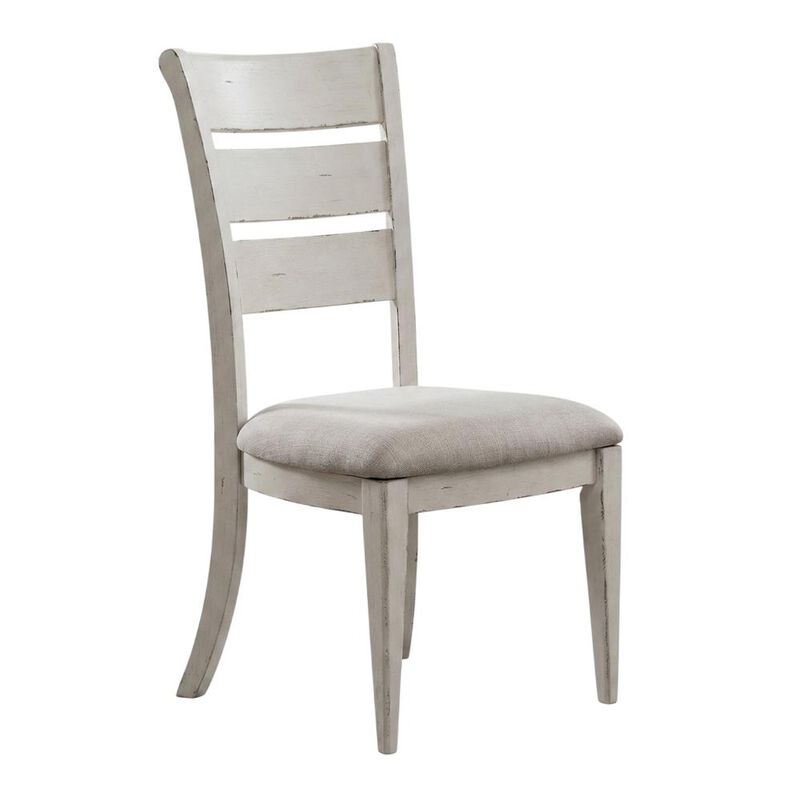 Liberty Furniture Backroads Ladder Back Side Chair - Set of 2  - Weathered White & Parchment image number 0