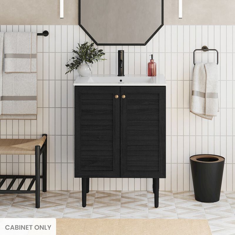 Bron 24" Freestanding Bathroom Vanity Cabinet without Top in Black Oak image number 1