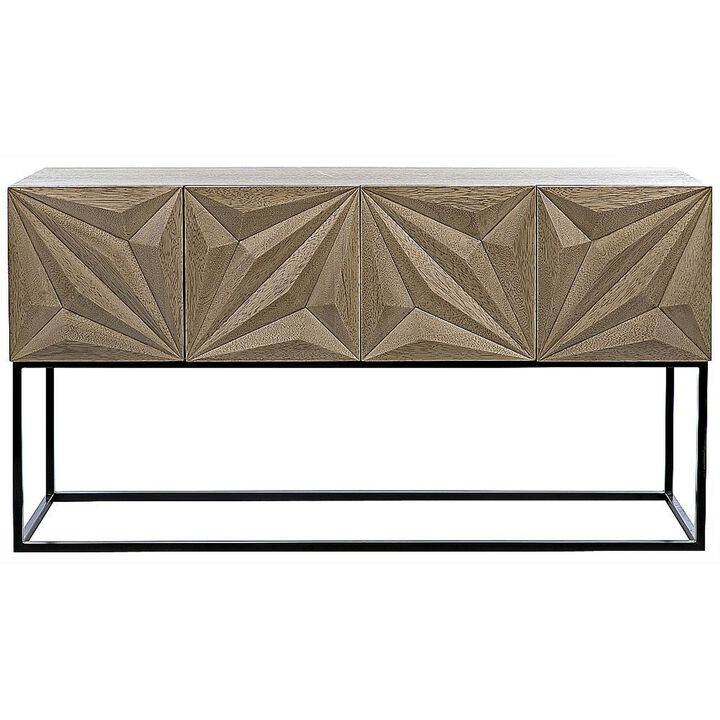 Zurich Console, Bleached Walnut with Steel