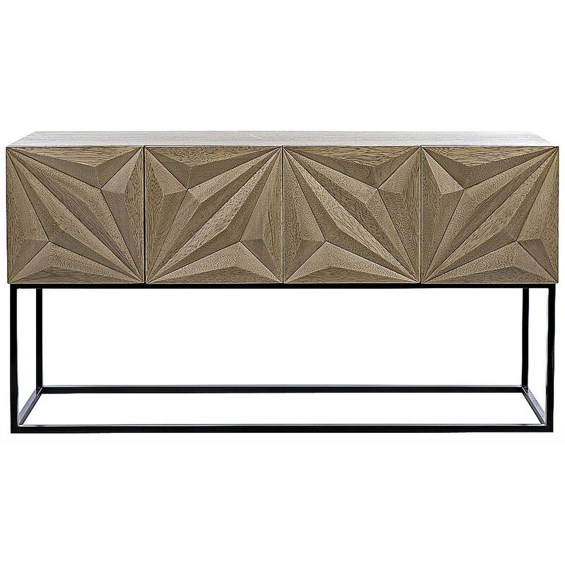 Zurich Console, Bleached Walnut with Steel