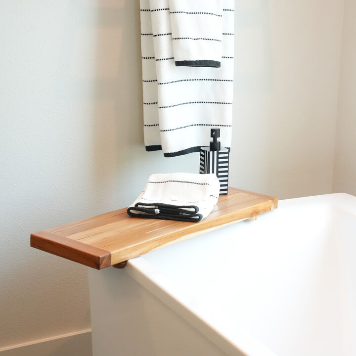 EcoDecors&reg; Eleganto&reg; 29" Teak Wood Bath Tray and Seat in EarthyTeak Finish