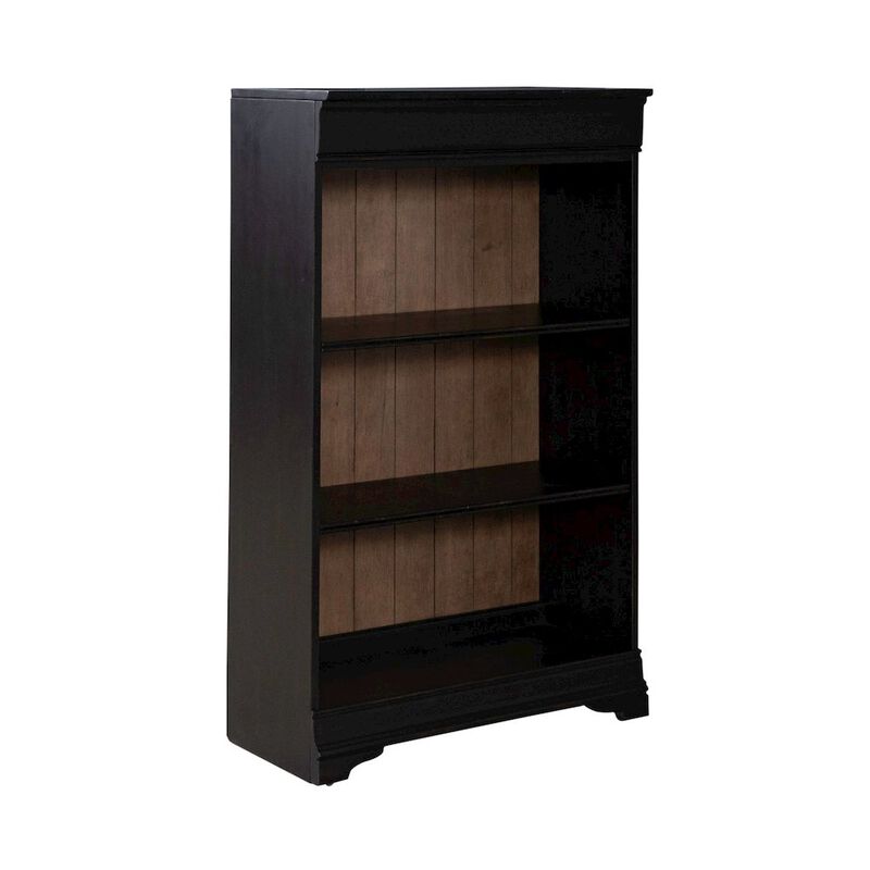 Liberty Furniture Meritage 48 Inch Bookcase for Home Office - Aged Charcoal w/ Rub Thru & Caramel image number 2