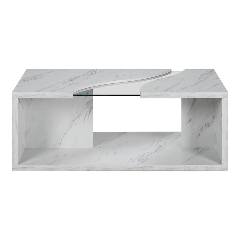 ENITIAL STAR Lenu Contemporary Wood Storage Coffee Table in White