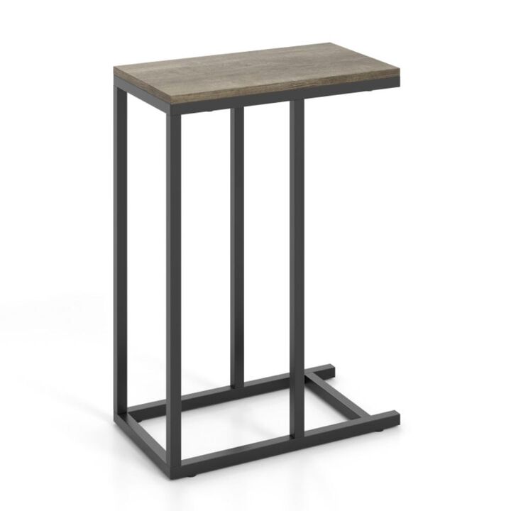 Hivvago C-shaped Side Table with Heavy-duty Metal Frame
