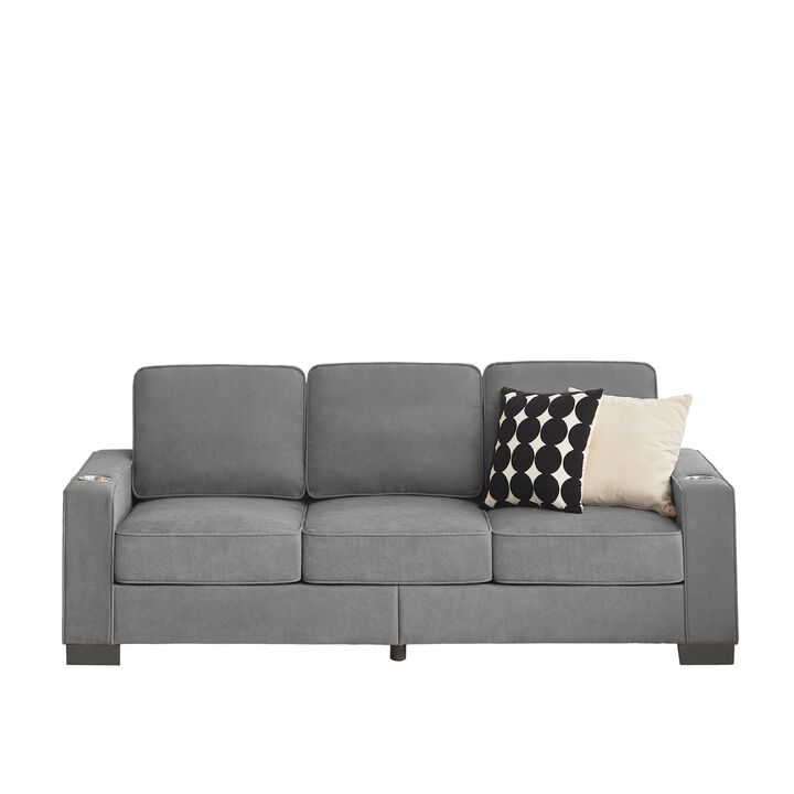 Stest 83.86" Modern 3-Seater Snowfleece Fabric sofa