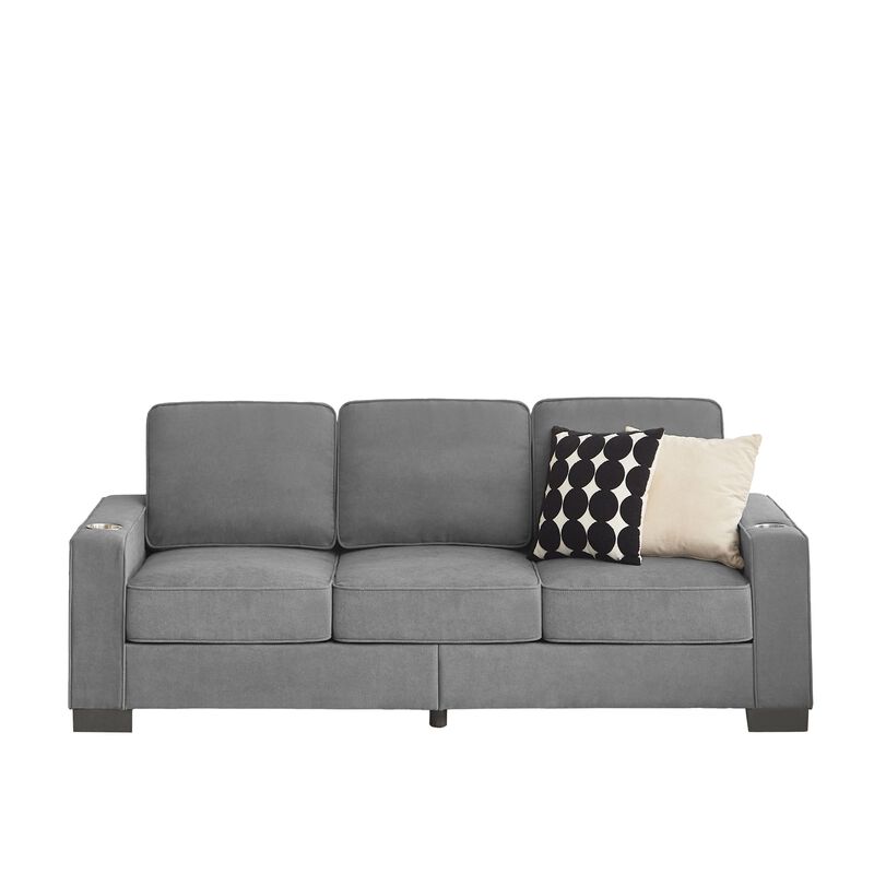 Stest 83.86" Modern 3-Seater Snowfleece Fabric sofa image number 0