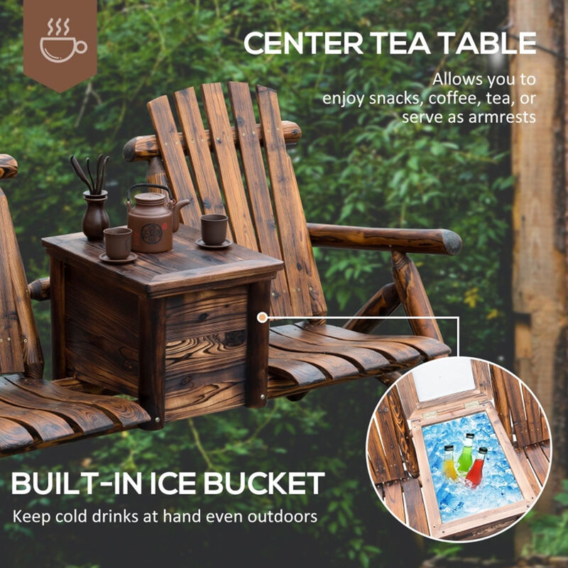Loveseat Chair with Inset Ice Bucket – Outdoor Patio Seating with Built-In Cooler