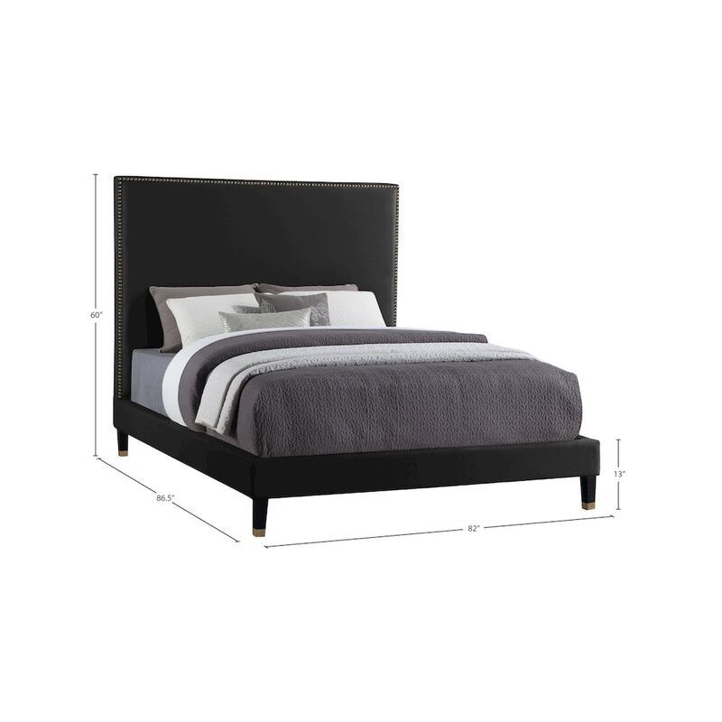 Meridian Furniture Harlie Black Velvet King Bed