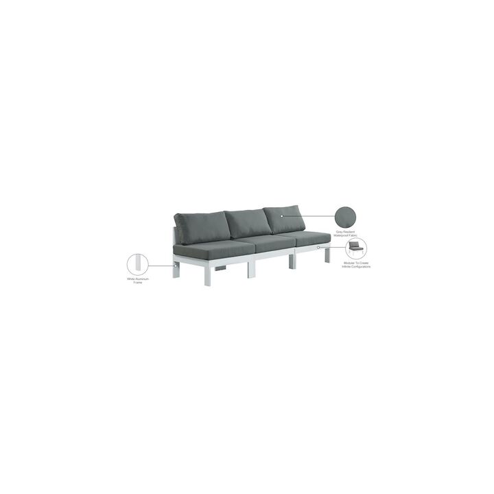 Meridian Furniture Nizuc Grey Water Resistant Fabric Outdoor Patio Modular Sofa