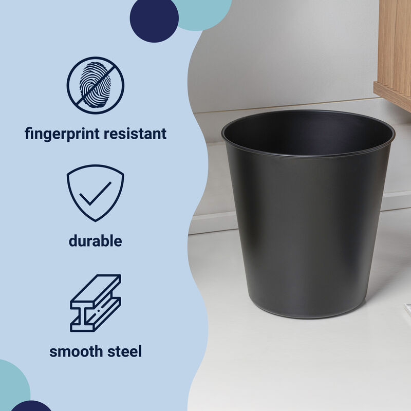 Remi Modern Classic Textured Steel 2-Gallon Wastebasket