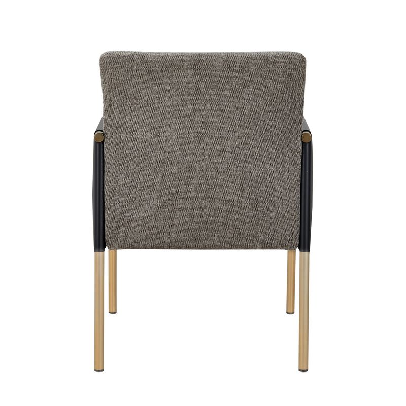 Cid Dorie 22 Inch Dining Chair, Dark Gray Faux  Leather, Brass Steel Legs - Benzara