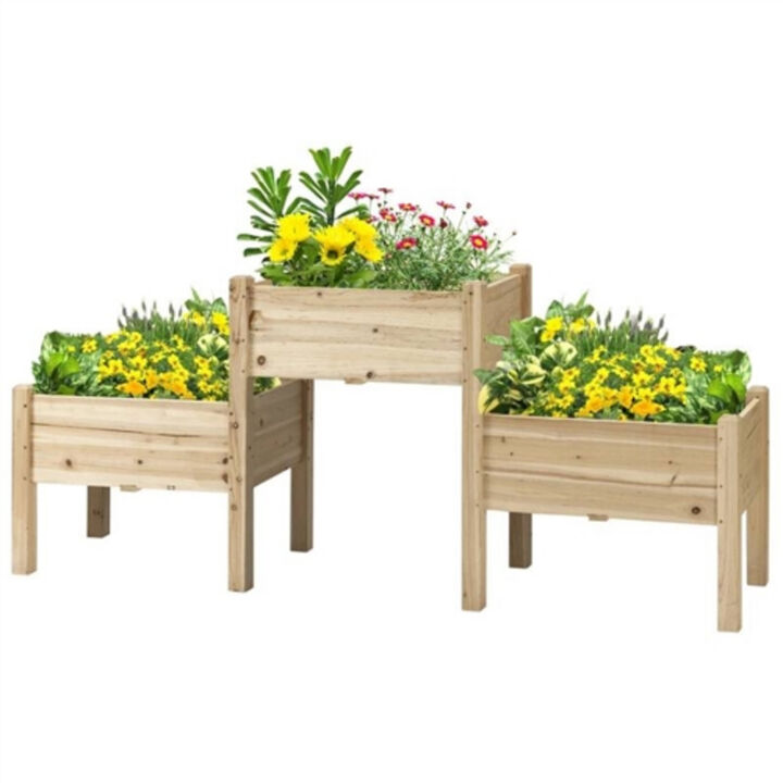 Wooden Elevated Planter Set of 3 – Raised Garden Beds for Outdoor Spaces