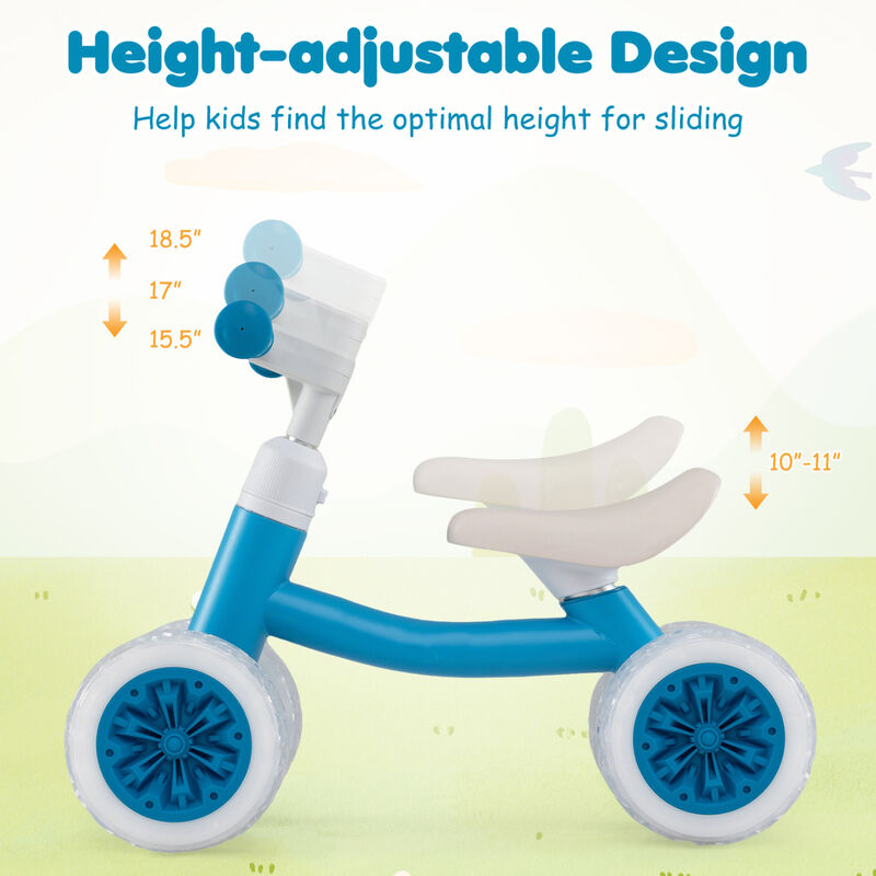 Baby Ride On Balance Bike with Adjustable Handlebar Seat and Light Up Wheels for Home image number 5