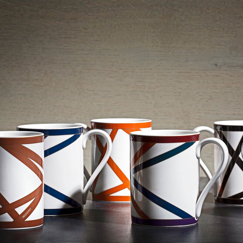 Mug NASTRI MULTICOLOR Orange, diam. 3.35", H 3.86" image number 2