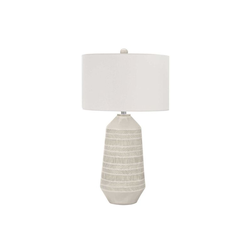 ="Lighting, 33""H, Table Lamp, Ivory / Cream Shade, Cream Ceramic, Contemporary