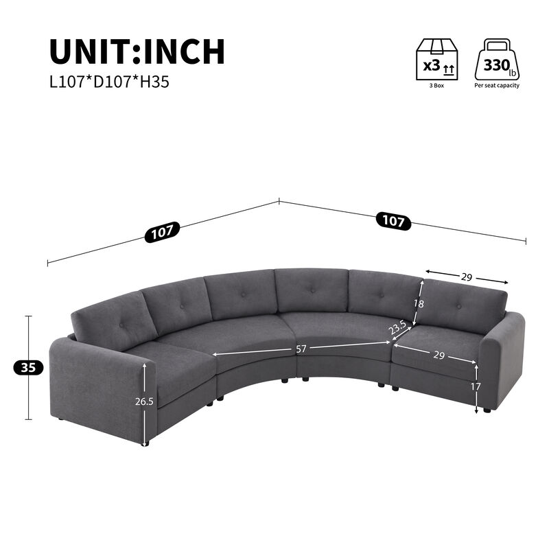 Merax Curved Modular Sectional Sofa with Customizable Layout, High-Resilience Foam & Pocket Spring Seats image number 3