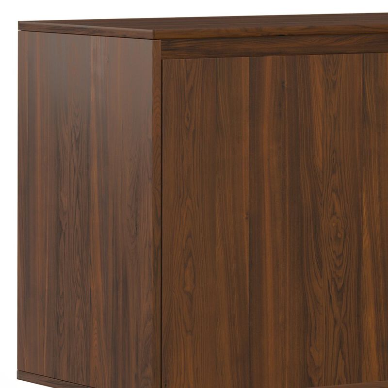 Simpli Home Hunter 3 Door Sideboard Buffet In Walnut Veneer