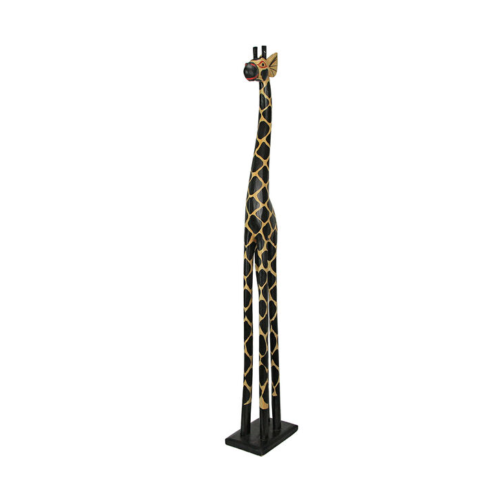 36 Inch Hand Carved Wooden Giraffe Sculpture Safari Home Decor Figurine Statue