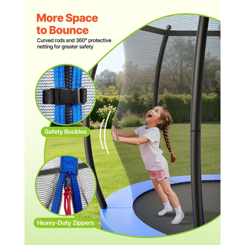Recreational Outdoor Trampoline with Enclosure Net, Thick Safety Pad for Kids & Adults image number 6