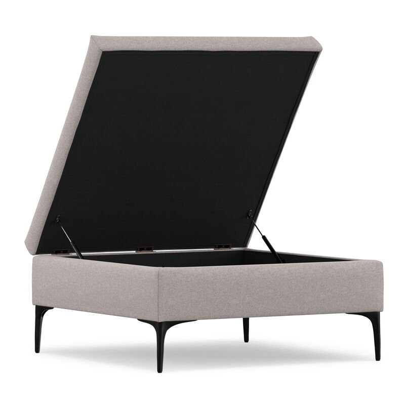 Rebecca 36 inch Wide Contemporary Square Mid&nbsp;Century Coffee Table&nbsp;Storage Ottoman with Lift Up Lid in Cloud Grey Polyester Linen, Assembled image number 3
