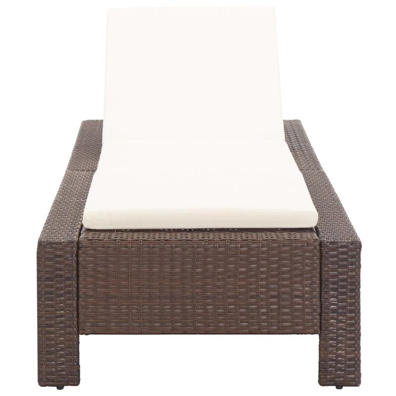 vidaXL Sunbed with Cushion Brown Poly Rattan, 46235