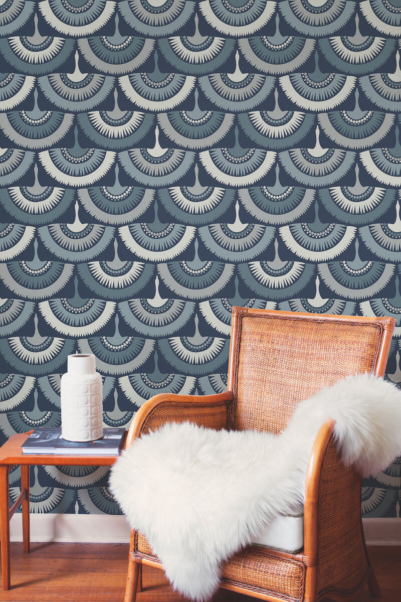 Feather & Fringe Blue Wallpaper image number 1