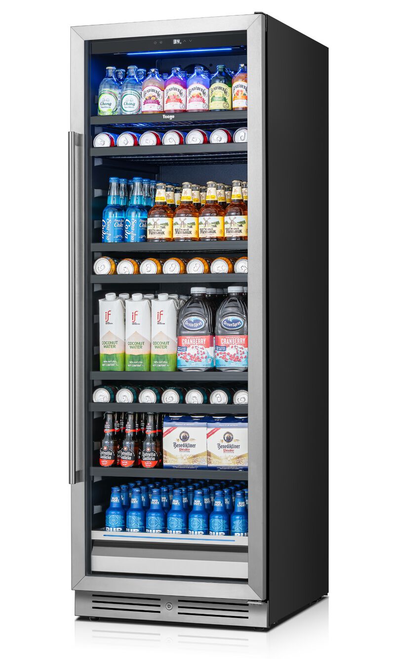 24 inch Beverage Refrigerator fridge,Freestanding or Built-In 373 Cans Beverage cooler with Glass Door for Home,Bar image number 3