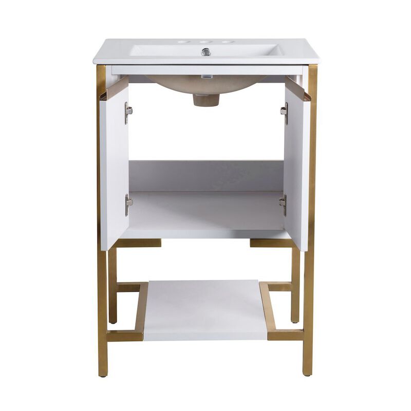 Marseille 24 in. White Bathroom Vanity with 3-Hole Ceramic Sink Top image number 4
