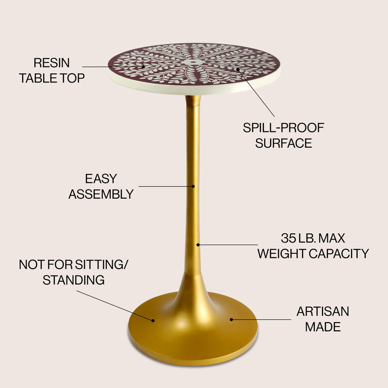 Nysha Modern Bohemian Metal/Resin Inlay Top End Table