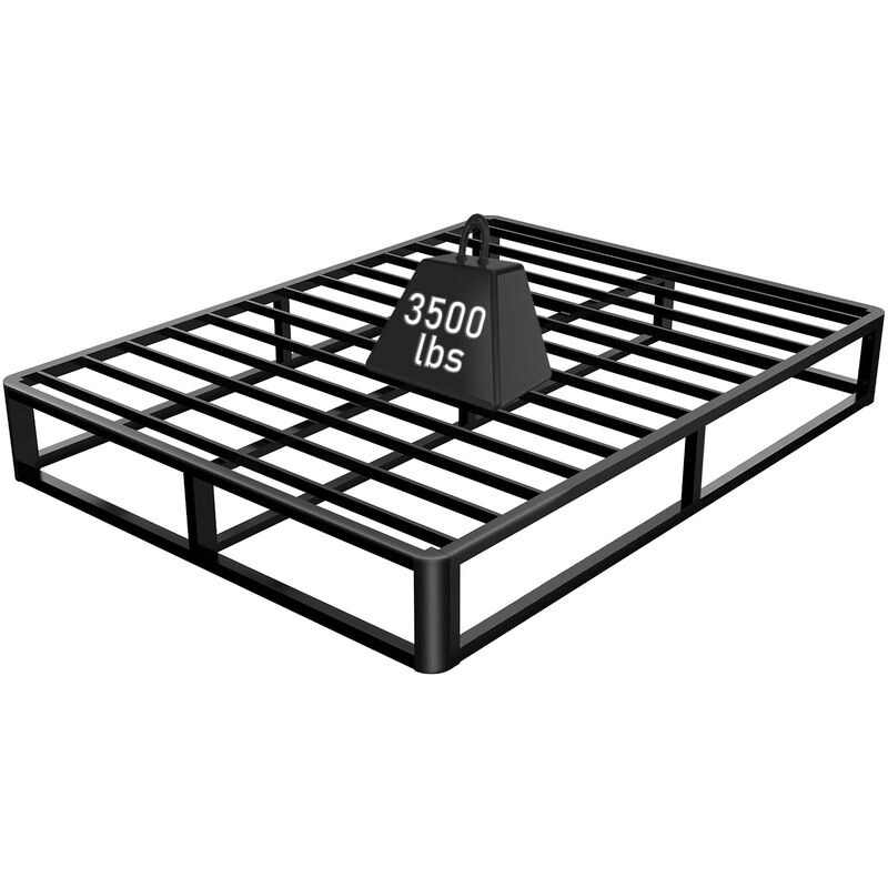 Firpeesy Upgrade Anti Bending and Round Corner Legs 10 inch Metal Queen Bed Frame 3500 LBS Heavy Steel Slats Support Platform Be
