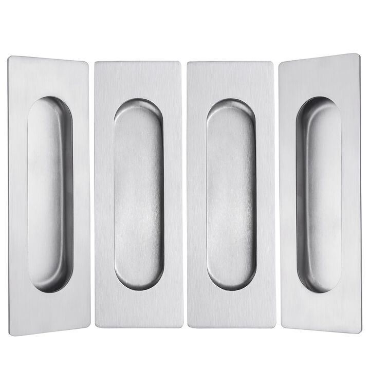 Malimali 4.72 Inch Recessed Finger Flush Pulls for Kitchen Cabinet Door, Sliding Closet Door Pulls Brushed Stainless Steel (4 Pa