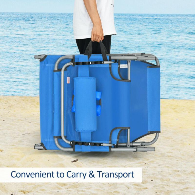 Hivvago Folding Beach Lounge Chair with Pillow for Outdoor