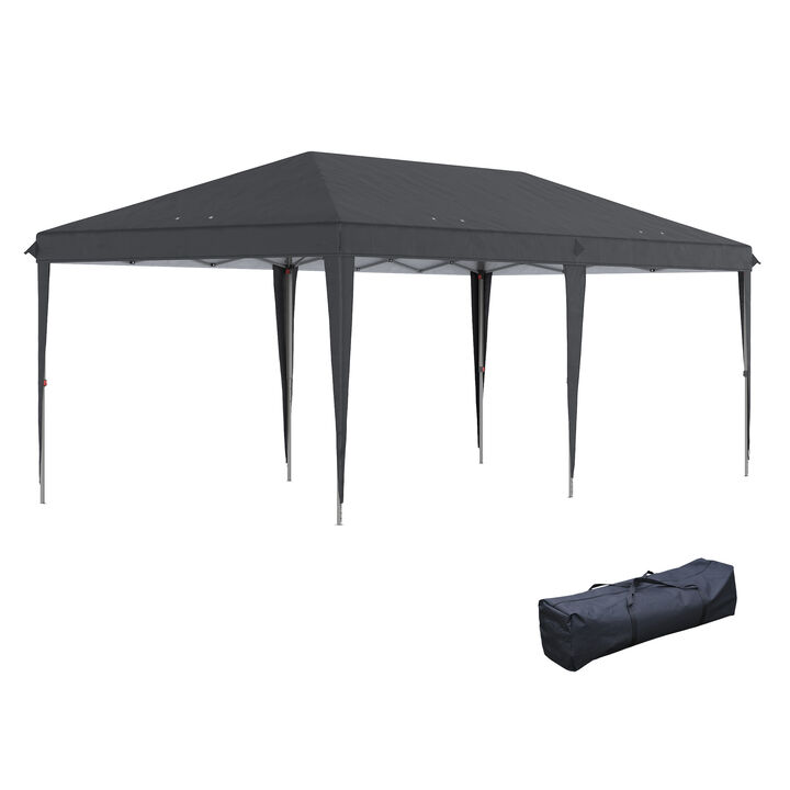 Outsunny 10' x 20' Pop Up Canopy Tent, Heavy Duty Tents for Parties, Outdoor Instant Gazebo Sun Shade Shelter with Carry Bag, for Catering, Events, Wedding, Backyard BBQ, Black