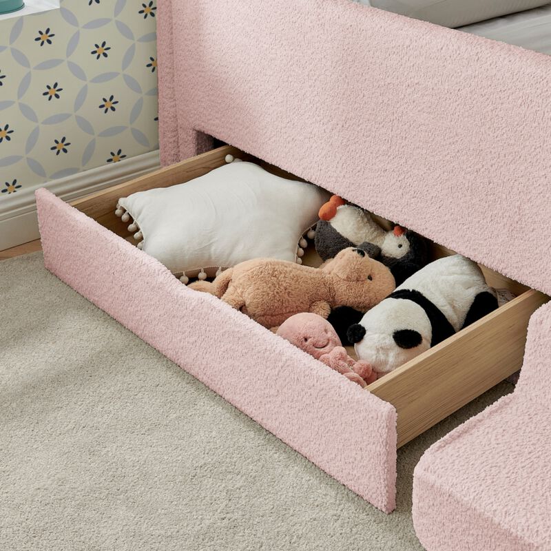 Josmok Multi-Functional Boucle Upholstered Toddler Bed image number 4