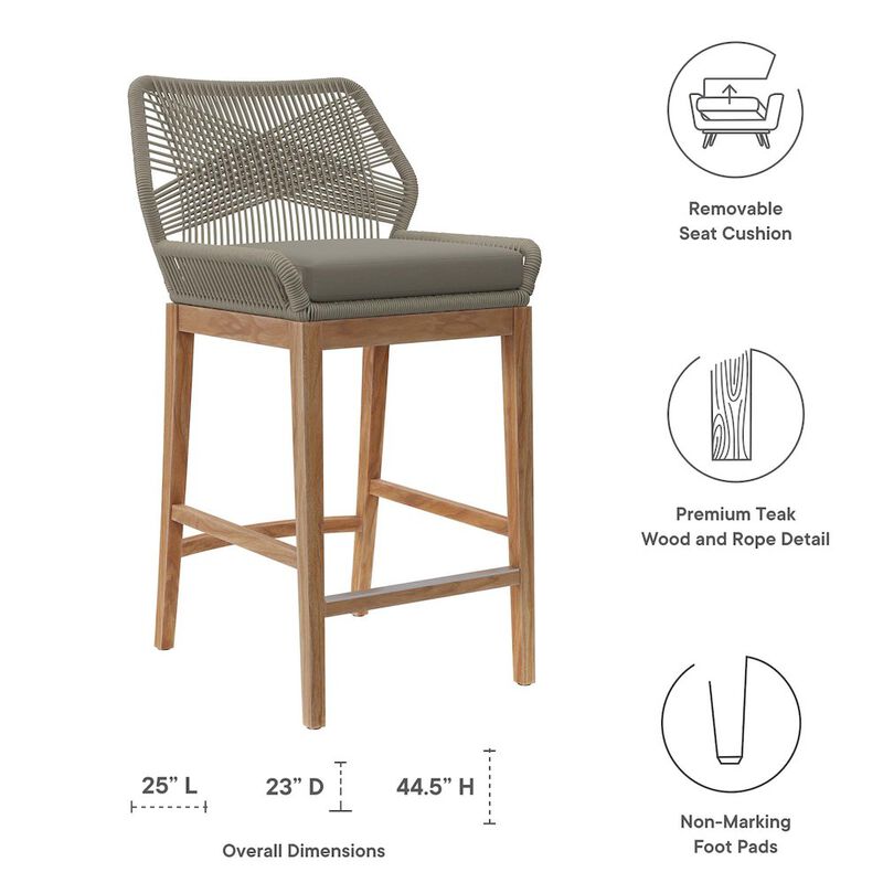 Wellspring Outdoor Patio Teak Wood Bar Stool image number 1