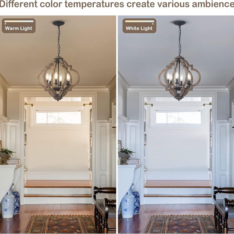 ELEMENT ACE 6-Light Rustic Farmhouse Geometric Orb Chandelier Hanging Pendant Light Fixture for Dining Room Kitchen Island Bedroom Entryway Living Room image number 5