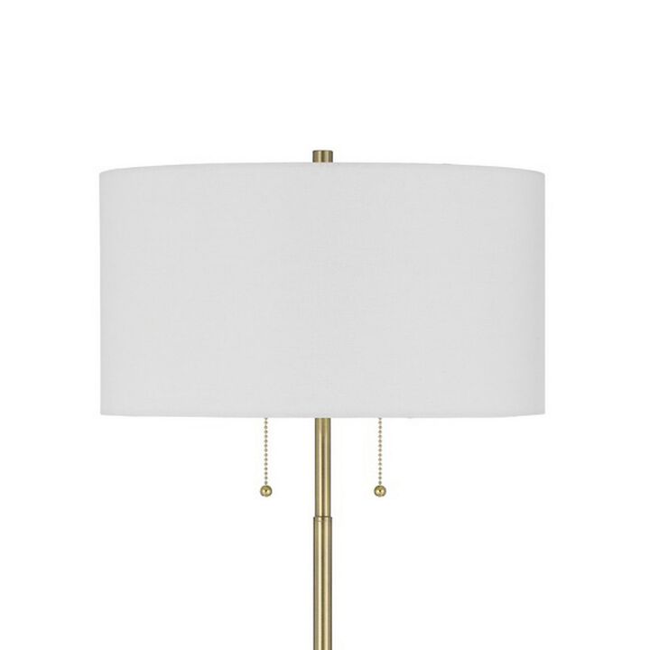 64 Inch Metal Floor Lamp with Pull Chain Switch, Brass-Benzara