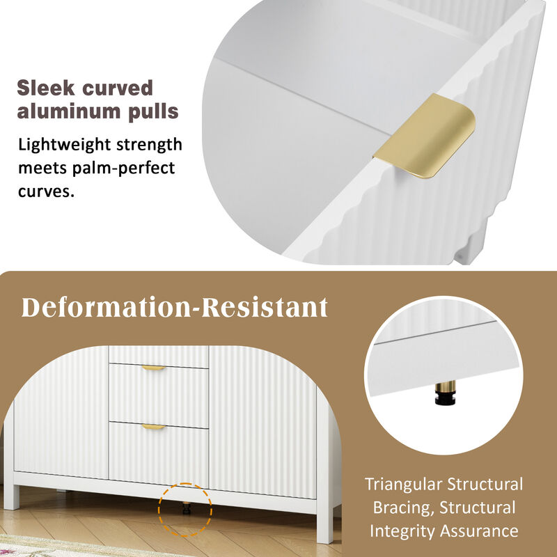 Merax U_STYLE Sideboard with Wave Design - 3 Adjustable Shelves