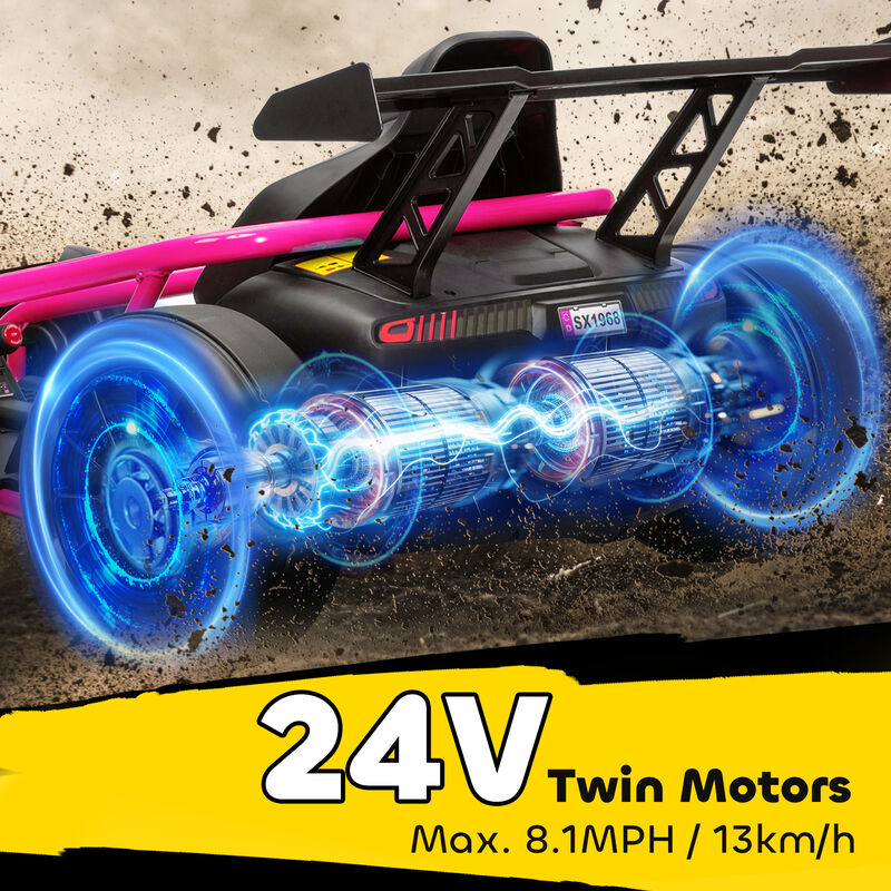 BreeBe 24V 7AH Kids Electric Go Kart, 8.1 MPH Battery Powered Drift Kart with Dual Motors, Soft Start image number 4
