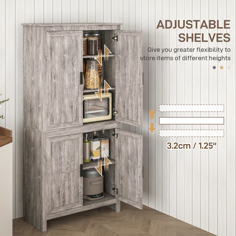 Hivvago Tall Freestanding Kitchen Cabinet with 4 Doors image number 4
