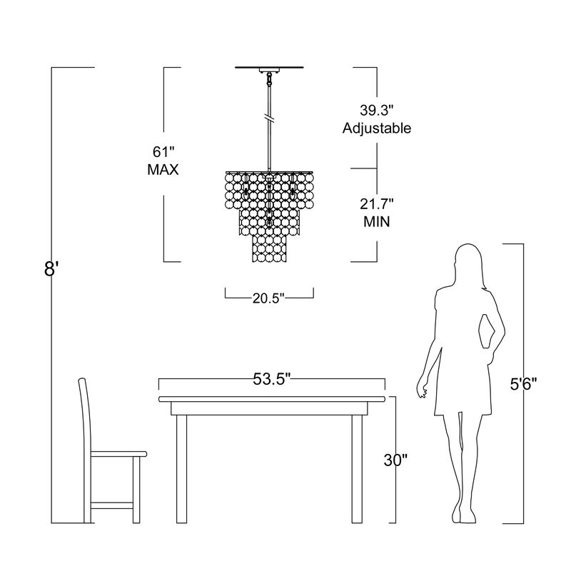 Kira 20.5" 4-Light Glossy Bronze Finish Chandelier with Natural White Shell image number 4