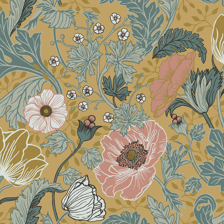 Anemone Mustard Floral Wallpaper (Set of 2)
